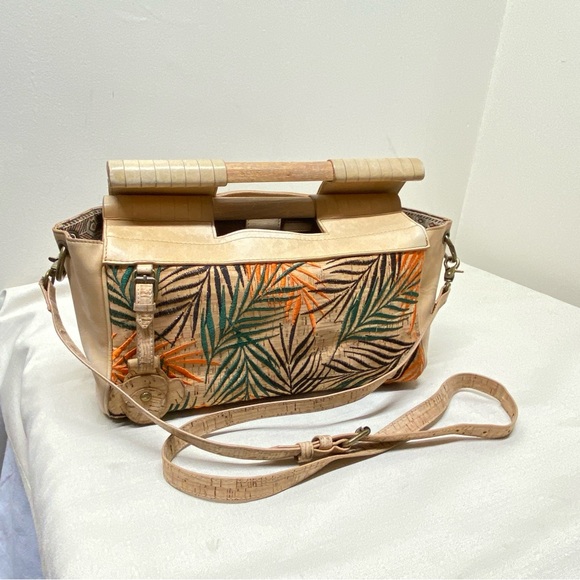 Naughty Monkey Tropical Patterned Leather Tan and Green Women's Bag - Picture 16 of 16